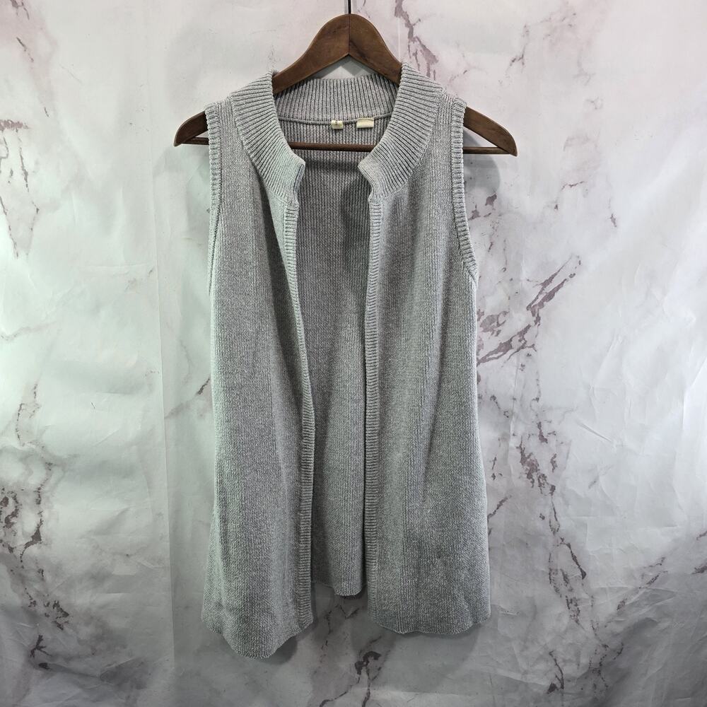Anthropologie Sweater Vest Womens Small Gray Long Open Front Cardigan Moth